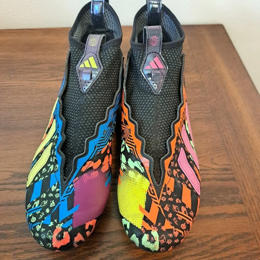 Adidas Freak Ultra 23 Football Cleats Mens 10 Black Neon Multi GW4166 Laceless
